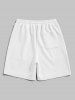 Geometric Textured Basic Drawstring Shorts -  