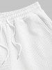 Geometric Textured Basic Drawstring Shorts -  