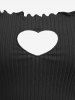 Plus Size Heart Hollow Out Textured Solid Backless Cami Top -  