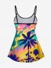 Hawaii Vacation Coconut Tree Sun Cloud Print Boyshort Tankini Swimsuit -  