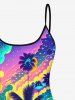 Hawaii Vacation Coconut Tree Sun Cloud Print Boyshort Tankini Swimsuit -  