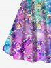Hawaii Plus Size Shell Pearl Ombre Sea Creatures Print Crisscross A Line Cami Dress -  