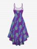Plus Size Ombre Peacock Feather Print High Low Asymmetric Backless A Line Cami Dress -  