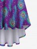 Plus Size Ombre Peacock Feather Print High Low Asymmetric Backless A Line Cami Dress -  