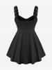 Plus Size Chains Lace Up Grommets Mesh Layered Tank Top - Noir 5x | US 30-32
