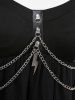 Plus Size Chains Lace Up Grommets Mesh Layered Tank Top - Noir 5x | US 30-32