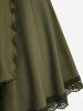 Plus Size Buckle Lace Trim Surplice Ruched Ruffles Asymmetrical T-shirt -  