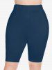 Plus Size Pockets Solid Cycling Shorts -  