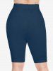 Plus Size Pockets Solid Cycling Shorts -  