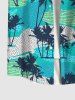 Hawaii Plus Size Turn-down Collar Coconut Tree Beach Print Button Pocket Shirt For Men -  