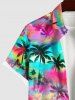 Hawaii Plus Size Turn-down Collar Colorful Ombre Galaxy Coconut Tree Print Button Pocket Shirt For Men -  