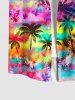 Hawaii Plus Size Turn-down Collar Colorful Ombre Galaxy Coconut Tree Print Button Pocket Shirt For Men -  