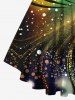 Plus Size Galaxy Glitter Swirls 3D Print Lattice Crisscross Flare Sleeve T-shirt -  