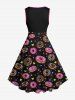 Plus Size Sweet Doughnuts Heart Print Sleeveless 1950s Vintage Swing Dress -  