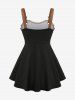 Plus Size Ombre Print Lace Up Ruched Ruffles Star Buckle Tank Top -  
