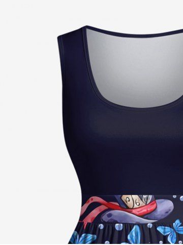 Plus Size Cup Bottles Mushroom Hat Print 1950s Vintage Tank Dress