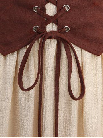 Plus Size Medieval Renaissance Lace Up Pockets 1950s Vintage Dress Halloween Tavern Wench Costume