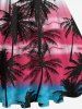 Hawaii Plus Size Coconut Tree Bird Cloud Colorblock Print 1950s Vintage Dress -  