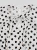 Plus Size Polka Dots Print Back Zipper Tie Keyhole Neck Vintage Dress -  