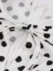 Plus Size Polka Dots Print Back Zipper Tie Keyhole Neck Vintage Dress -  