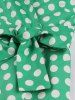 Plus Size Polka Dots Print Shirt Collar Surplice Zipper Ruched Vintage Dress With Belt -  