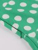 Plus Size Polka Dots Print Shirt Collar Surplice Zipper Ruched Vintage Dress With Belt -  