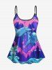 Hawaii Fashion Dophin Heart Sea Creatures Wave Print Boyleg Tankini Swimsuit (Adjustable Shoulder Strap) -  