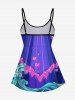 Hawaii Fashion Dophin Heart Sea Creatures Wave Print Boyleg Tankini Swimsuit (Adjustable Shoulder Strap) -  