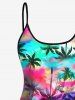 Tankini Tendance avec Dos-Nu Réglable à Imprimé Cocotiers et Galaxie Colorée (Haut) - Multi-A 3X
