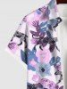 Chemise Décontractée Léopard Fleur Feuille Imprimés avec Poche à Manches Courtes - Multi-A M