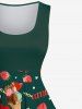 Plus Size Ice Cream Strawberry Macaron Heart Print 1950s Vintage Tank Dress -  