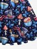 Plus Size Cup Bottles Mushroom Hat Print 1950s Vintage Tank Dress -  