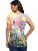 Colorful Pattern V Neck Short Sleeve Tee -  