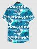 Hawaii Plus Size Sea Waves Flowers Coconut Tree Sun Print Buttons Pocket Shirt For Men -  