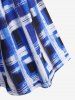 Plus Size Ink Painting Geometric Plaid Print Cinched Backless Tank Top -  