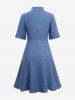 Robe Moulante Ligne A à Bretelle Nouée Fleur Feuille Brodée avec Poches de Grande Taille - Bleu 3X | US 22-24