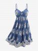 Robe Moulante Ligne A à Bretelle Nouée Fleur Feuille Brodée avec Poches de Grande Taille - Bleu 3X | US 22-24