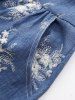 Robe Moulante Ligne A à Bretelle Nouée Fleur Feuille Brodée avec Poches de Grande Taille - Bleu 3X | US 22-24
