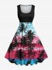 Coconut Tree Bird Cloud Colorblock Print Plus Size Matching Hawaii Beach Outfit for Couples -  