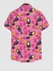 Hawaii Plus Size Turn-down Collar Woodpecker Floral Leaf Print Button Pocket Shirt For Men -  
