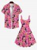 Hawaii Plus Size Woodpecker Floral Leaf Print Backless A Line Tank Dress -  