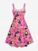 Hawaii Plus Size Woodpecker Floral Leaf Print Backless A Line Tank Dress -  