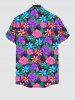 Hawaii Plus Size Turn-down Collar Colorful Flower Leaf Print Button Pocket Shirt For Men -  