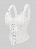 Gothic Grommet Lace-up Textured Lace Trim Ruffles Textured Corset -  
