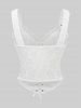 Gothic Grommet Lace-up Textured Lace Trim Ruffles Textured Corset -  