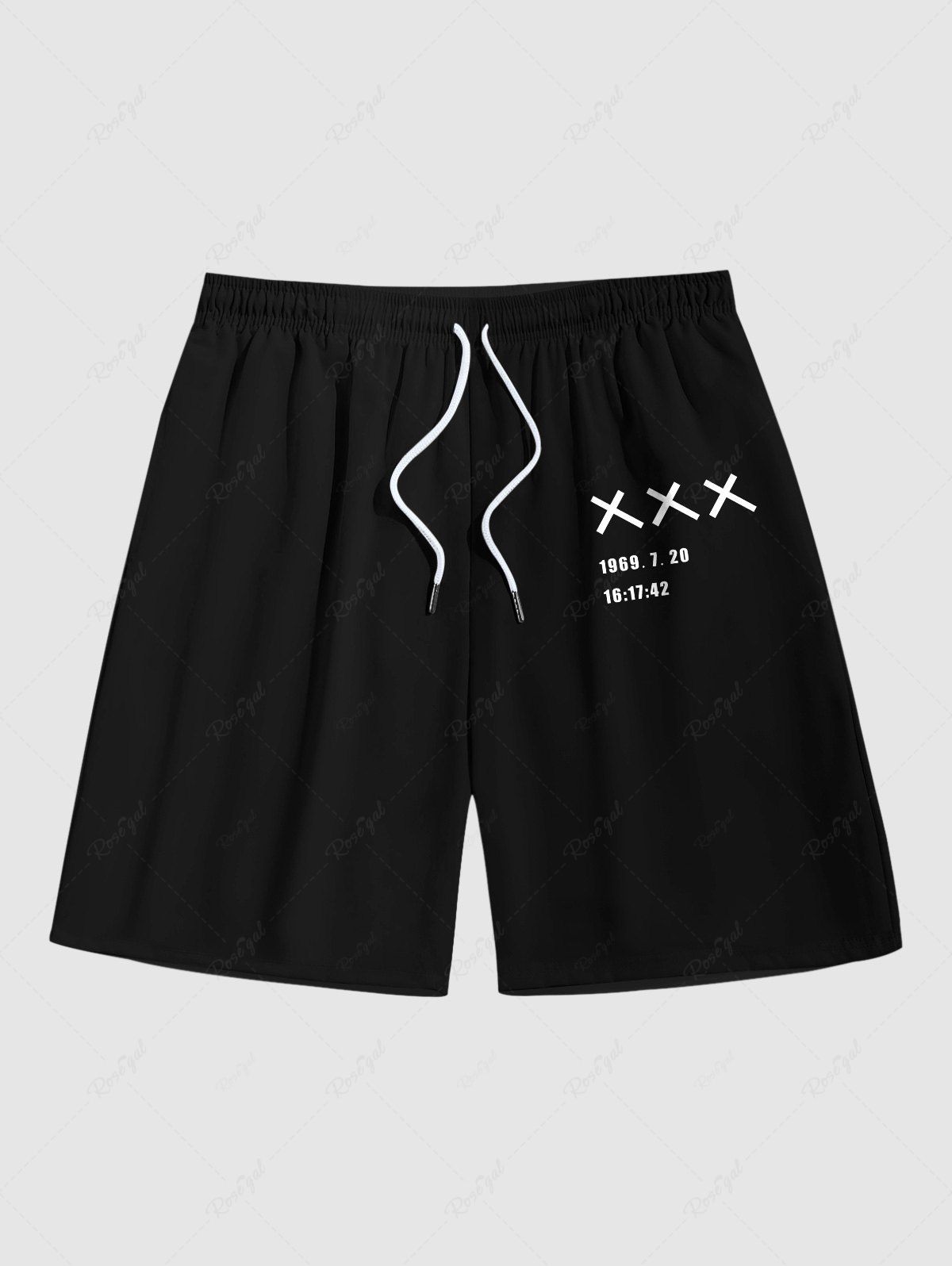 Best Men's Cross Time Print Pocket Beach Shorts  