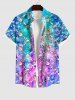 Sea Creatures Shell Pearl Ombre Print Crisscross Dress and Button Pocket Shirt Plus Size Matching Hawaii Beach Outfit for Couples -  