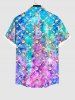Sea Creatures Shell Pearl Ombre Print Crisscross Dress and Button Pocket Shirt Plus Size Matching Hawaii Beach Outfit for Couples -  