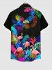 Hawaii Plus Size Turn-down Collar Flamingo Coconut Tree Leaf Print Button Pocket Shirt For Men -  