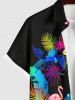 Hawaii Plus Size Turn-down Collar Flamingo Coconut Tree Leaf Print Button Pocket Shirt For Men -  